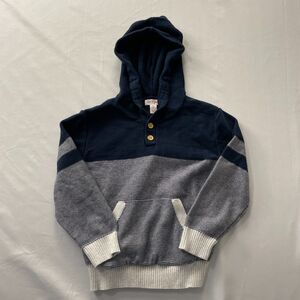 Cat & Jack Boy's Colorblock Hooded Sweater Navy/Gray - 5T